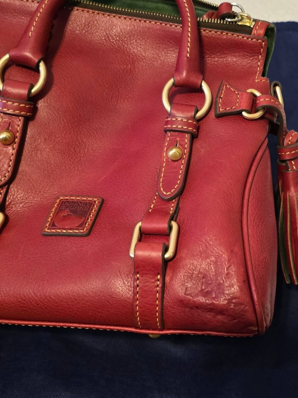 Dooney & Bourke Florentine Micro Satchel Crossbody w/ Matching Wallet (Red) - Picture 4 of 10